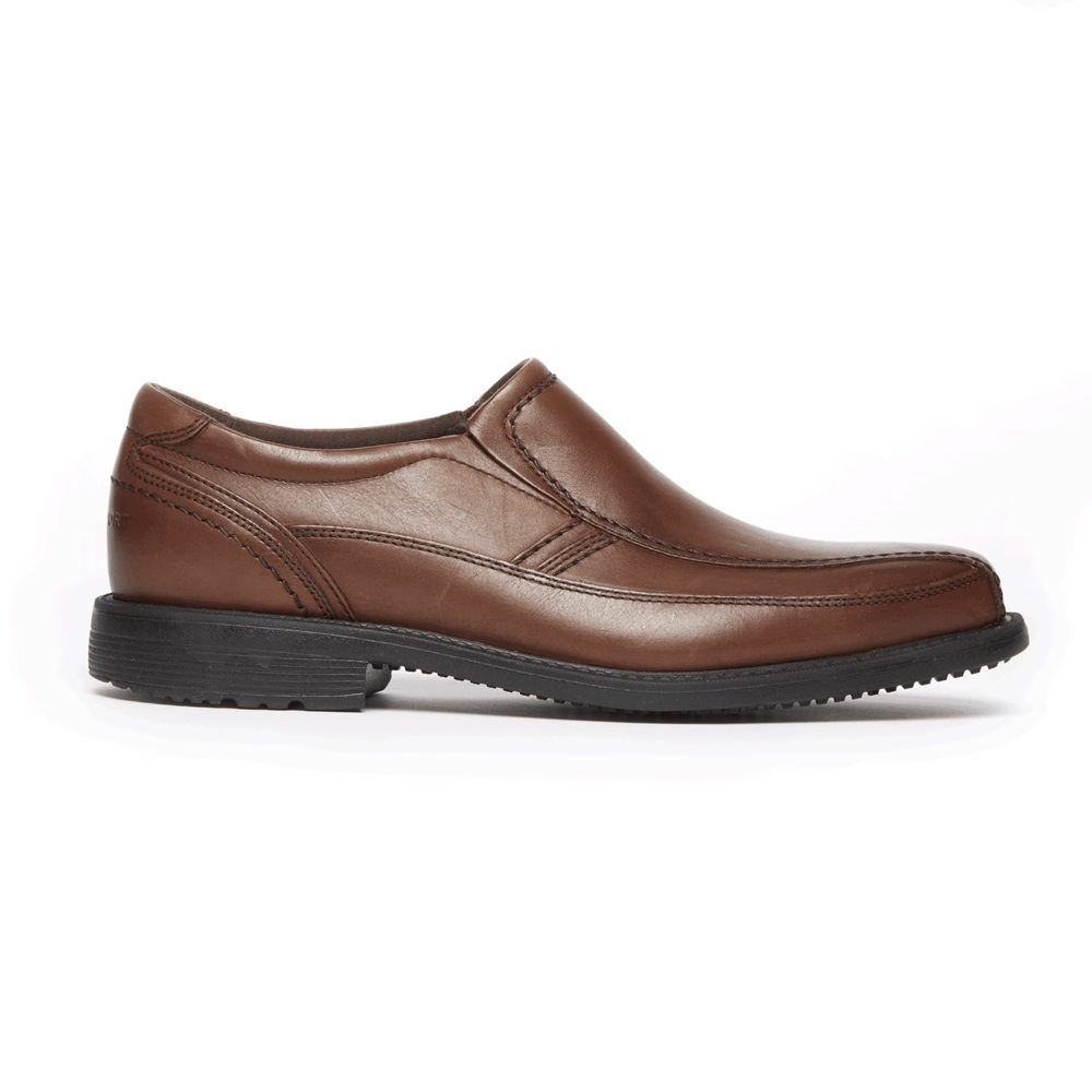 Rockport Mens Slip-On Brown - Style Leader 2 Bike Toe - UK 538-HZWVOQ